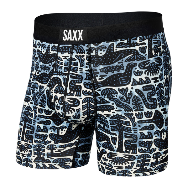 Front of Ultra Super Soft Boxer Brief in Coast Life- Navy