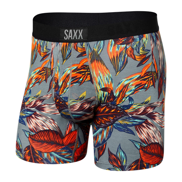 Front of Ultra Super Soft Boxer Brief in Exotic Leaves- Multi
