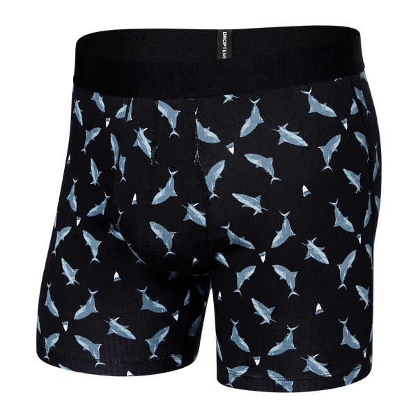 Front of DropTemp Cooling Cotton Boxer Brief in Shark Tooth- Black