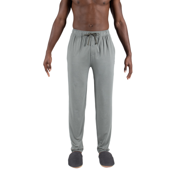 Front - Model wearing 22nd Century Silk Pant in Cargo Grey